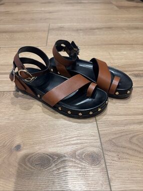 Gianni Bini Brown and Black Studded Sandals